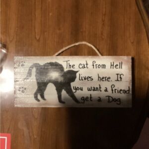 Cat from hell wood sign